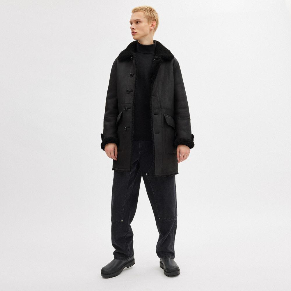 COACH Reversible Shearling Coat in Black for Men Lyst