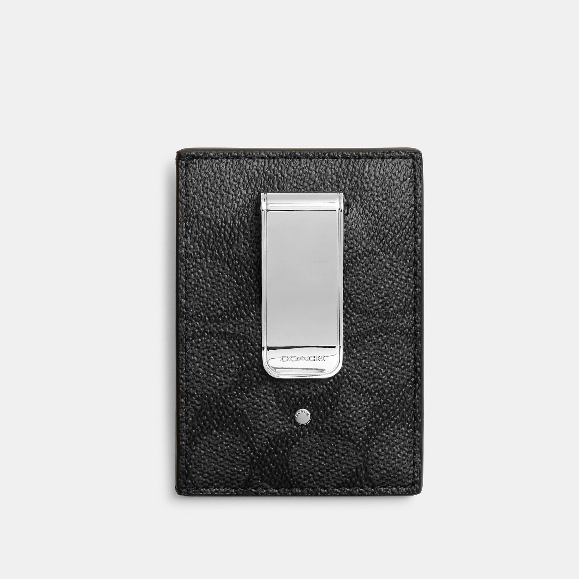 COACH Money Clip Card Case in Black for Men | Lyst