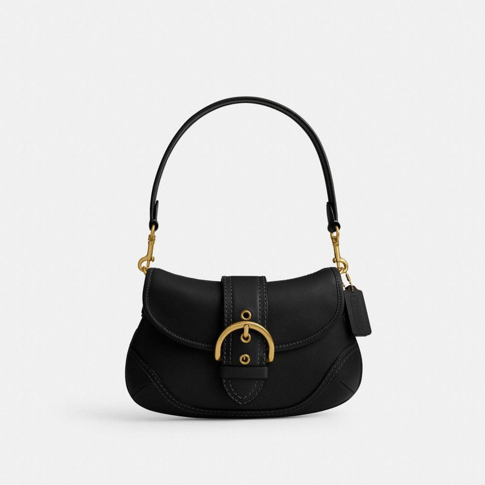 COACH SOHO ブラックレザー ハンドバック COACH SOHO Lynn Black Leather Trim W/Silver Tone Buckle Bag