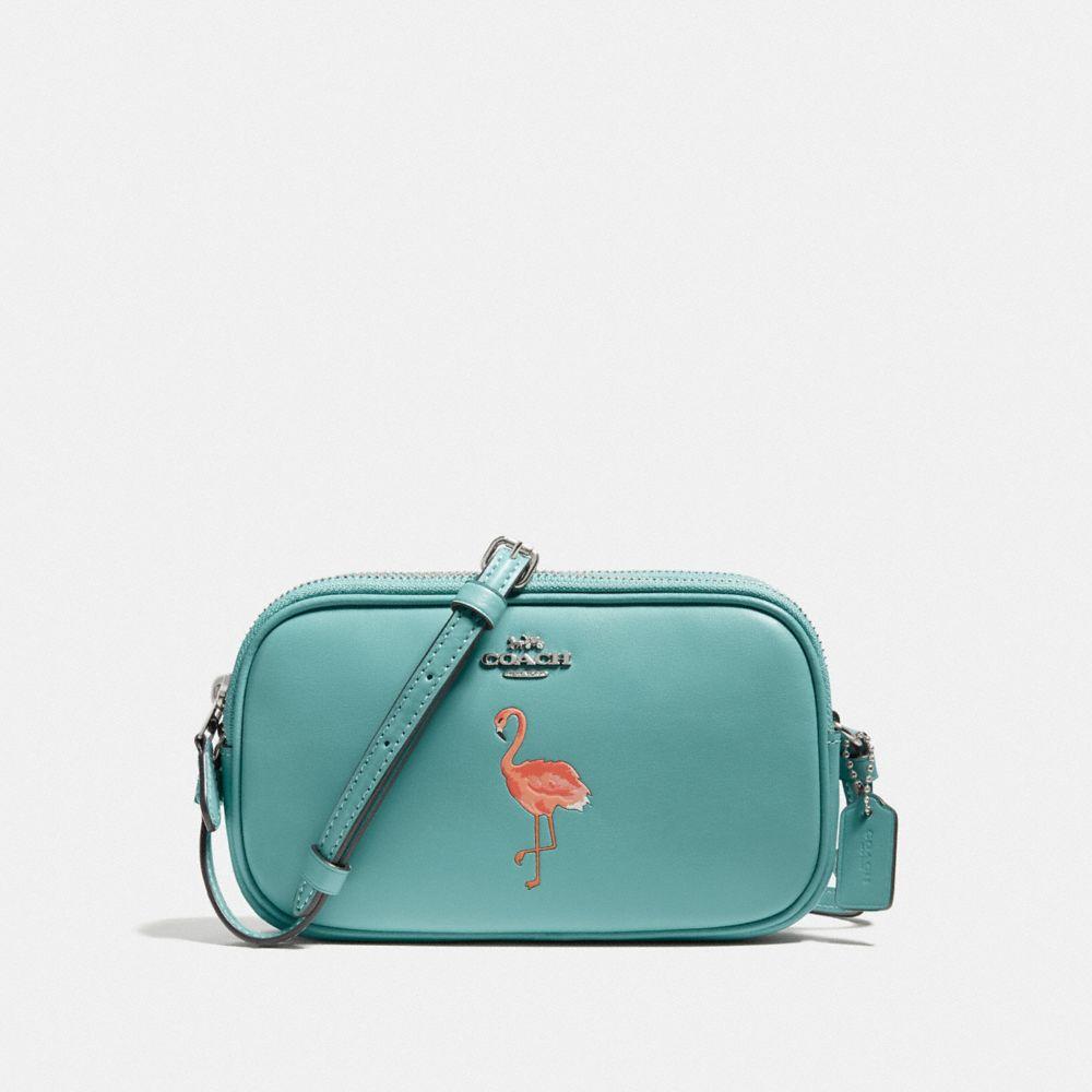 COACH Crossbody Pouch With Flamingo Motif in Green | Lyst