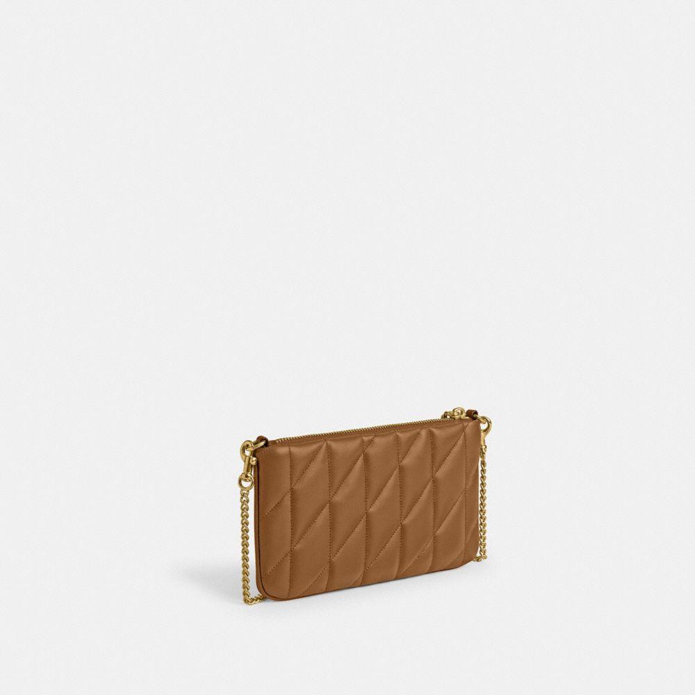 バッグ COACH accessory pouch brown COACH Brown Zip Signature Skinny Leather Pouch Accessory