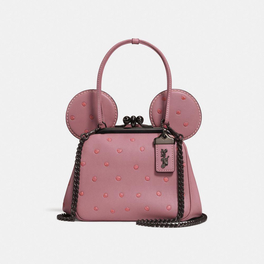 COACH Leather Minnie Mouse Kisslock Bag in Dusty Rose/Black Copper ...