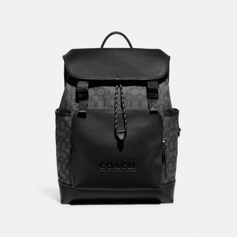 COACH League Flap Backpack In Signature Jacquard in Black for Men Lyst
