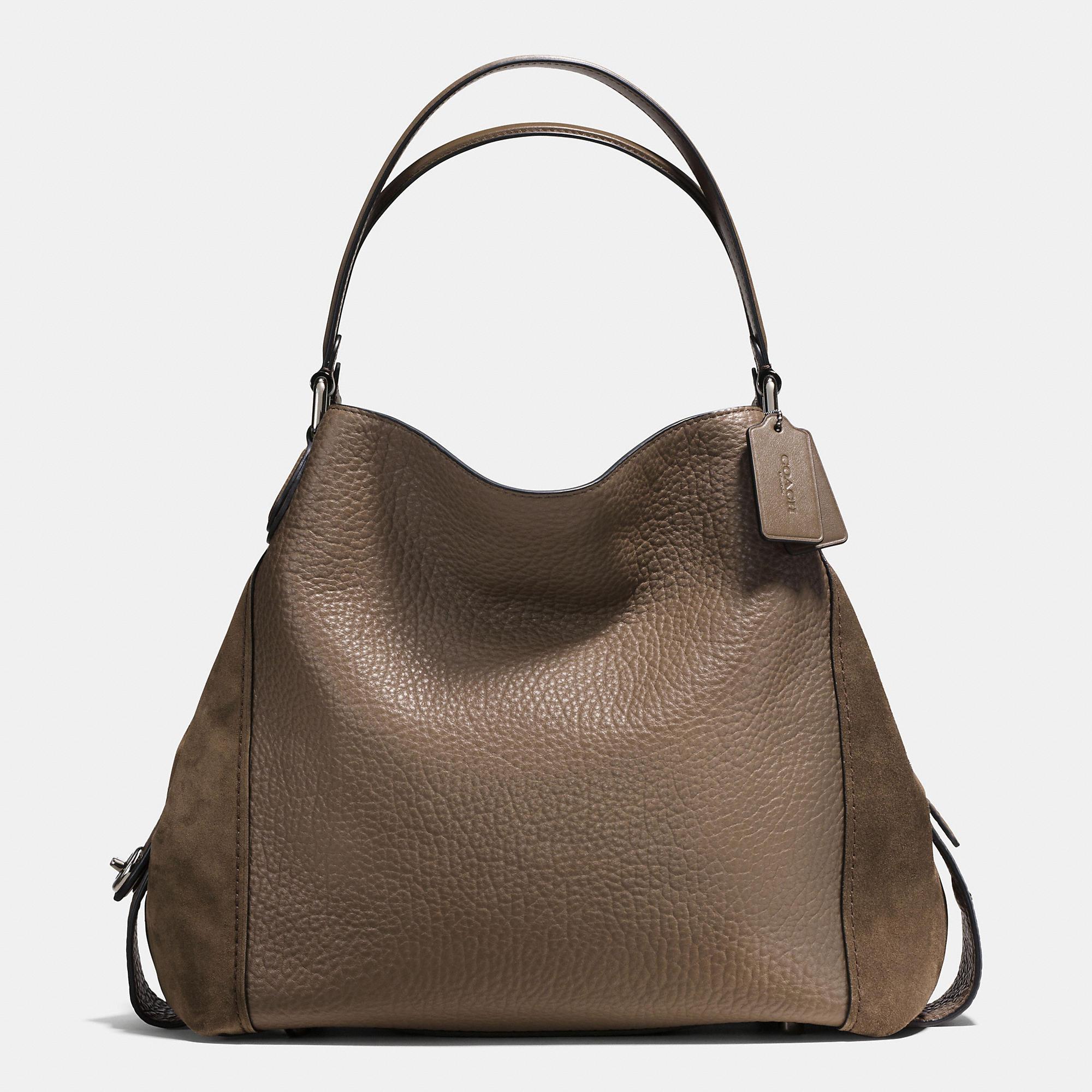 COACH Edie Shoulder Bag 42 In Mixed Leathers in Brown - Lyst