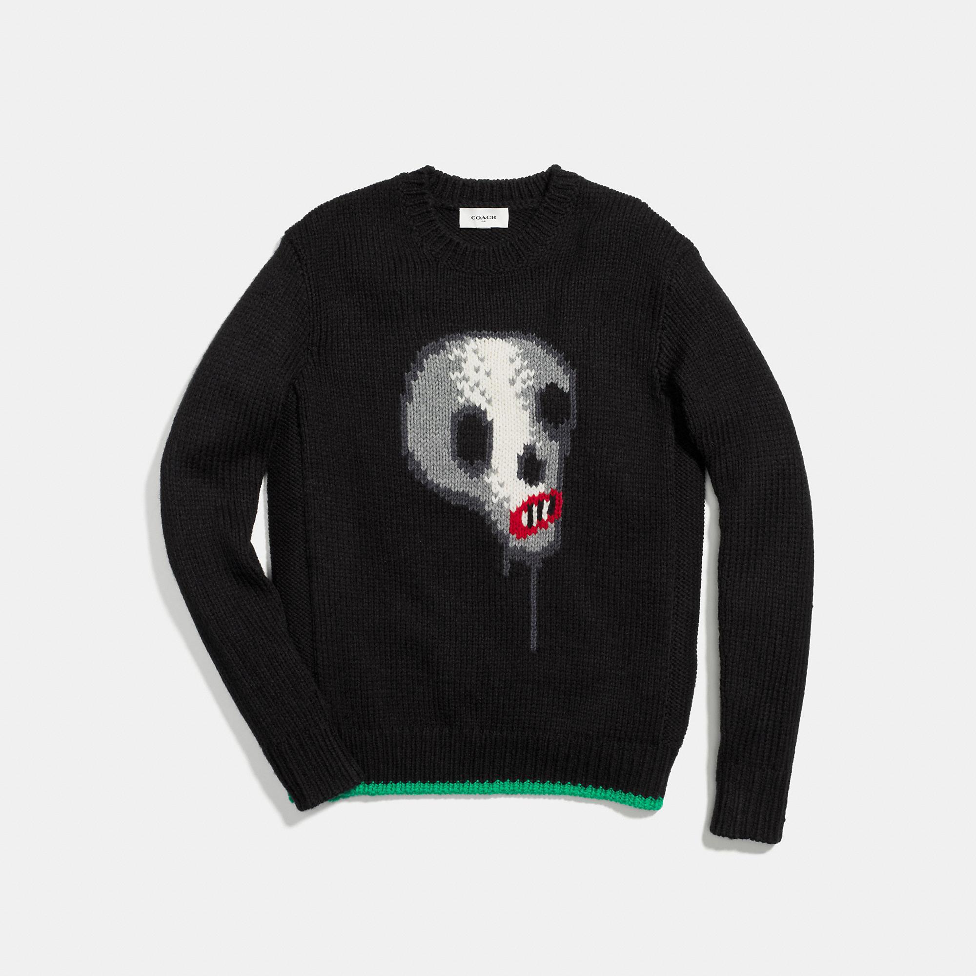 COACH Synthetic Skull Crewneck Sweater in Black for Men - Lyst
