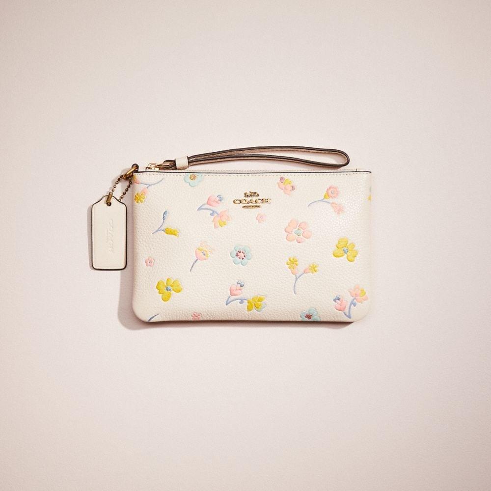 COACH Restored Small Wristlet With Watercolor Floral Print in Natural