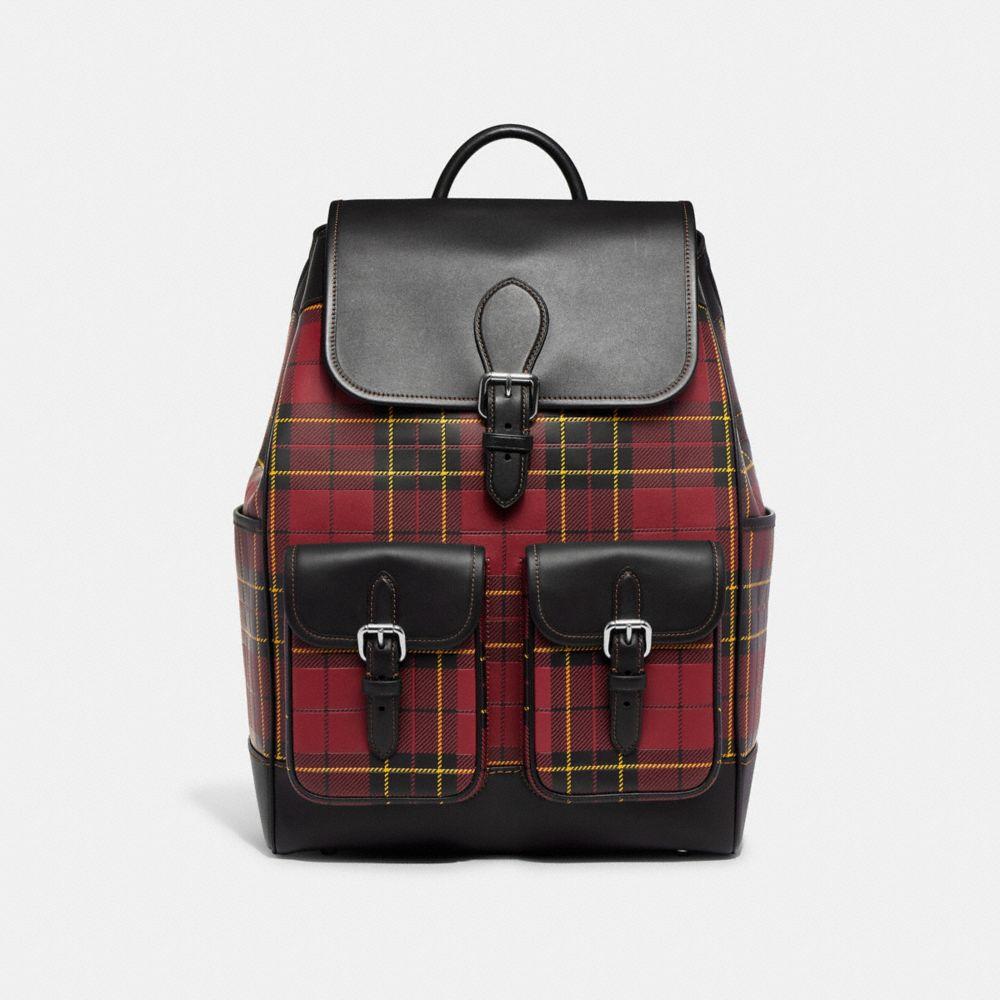 COACH Frankie Backpack With Plaid Print in Black for Men Lyst