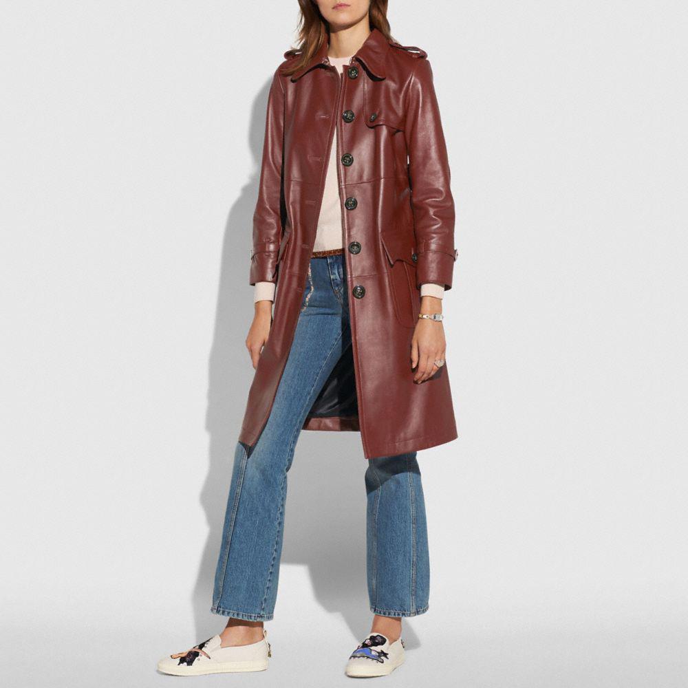 Top 96+ imagen coach leather trench coat
