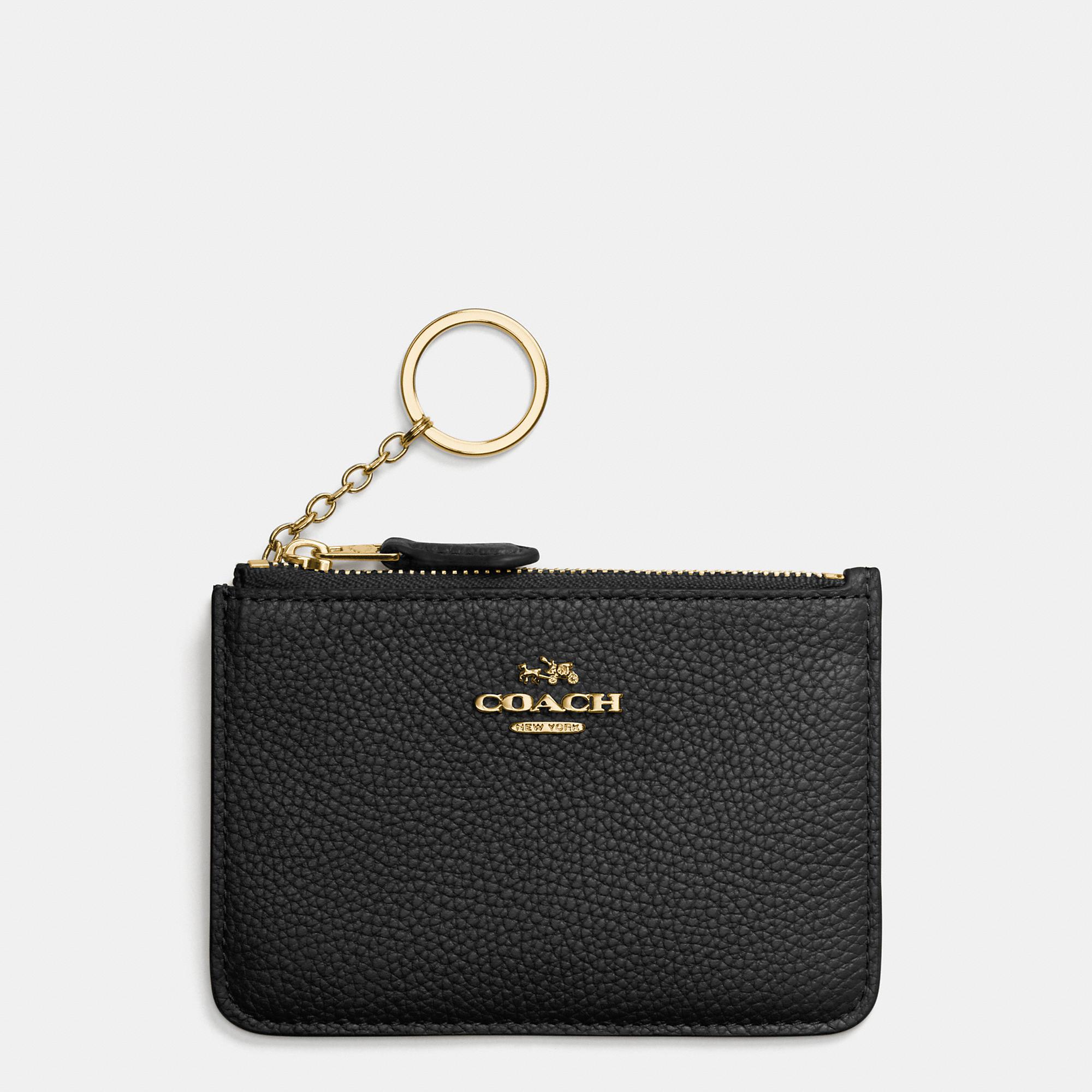 Coach Key Pouch In Polished Pebble Leather in Black Lyst