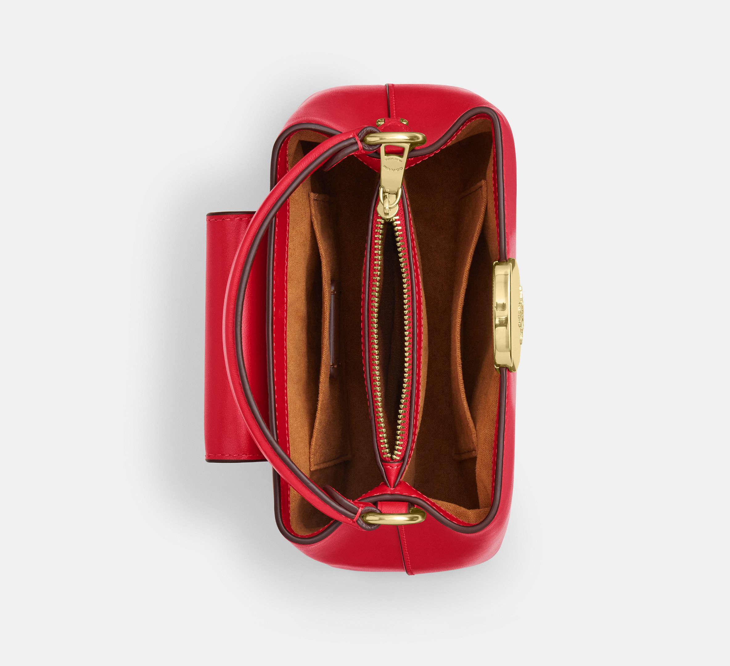 Red leather coach bag store