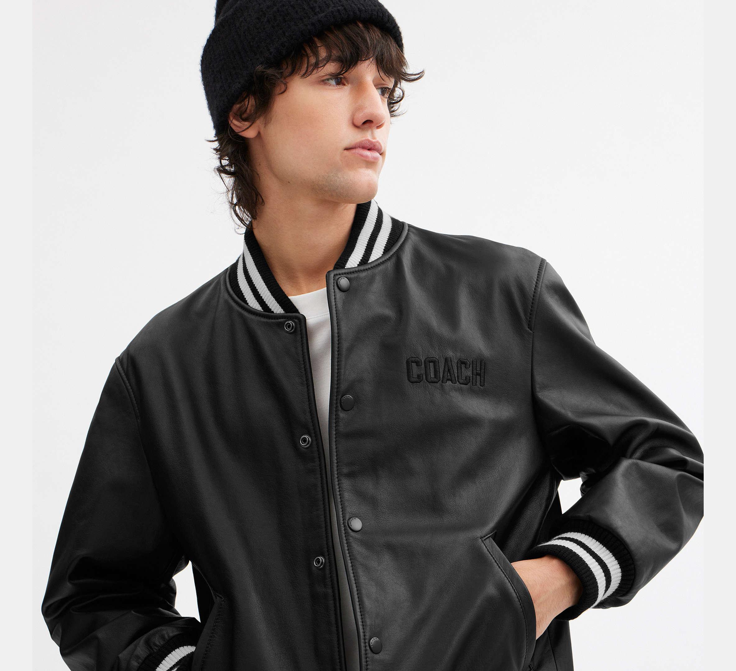 COACH Leather Varsity Jacket in Black for Men Lyst UK
