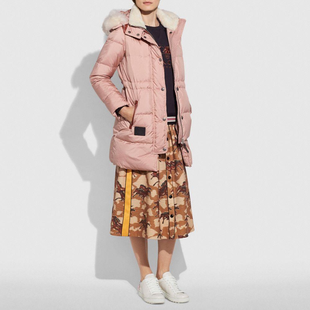COACH Synthetic Shearling Puffer Coat in Dusty Pink (Pink) - Lyst
