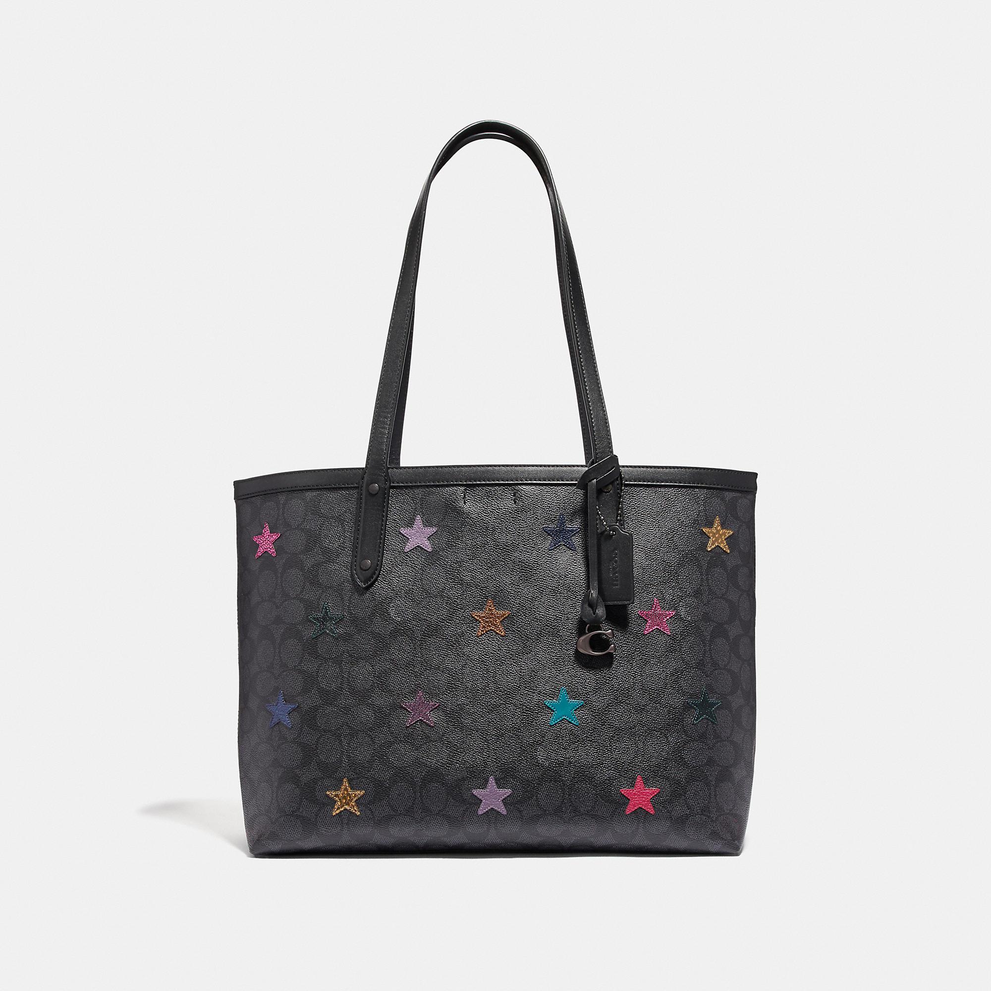 COACH Central Tote In Signature Canvas With Star Applique And 