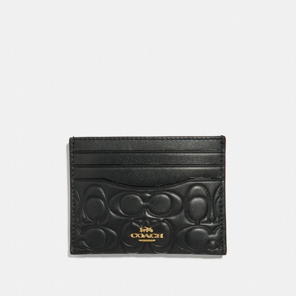 COACH Card Case In Signature Leather in Black | Lyst
