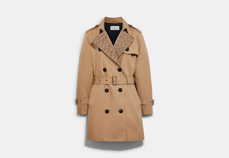 COACH Signature Lapel Mid Trench Coat in Natural Lyst UK