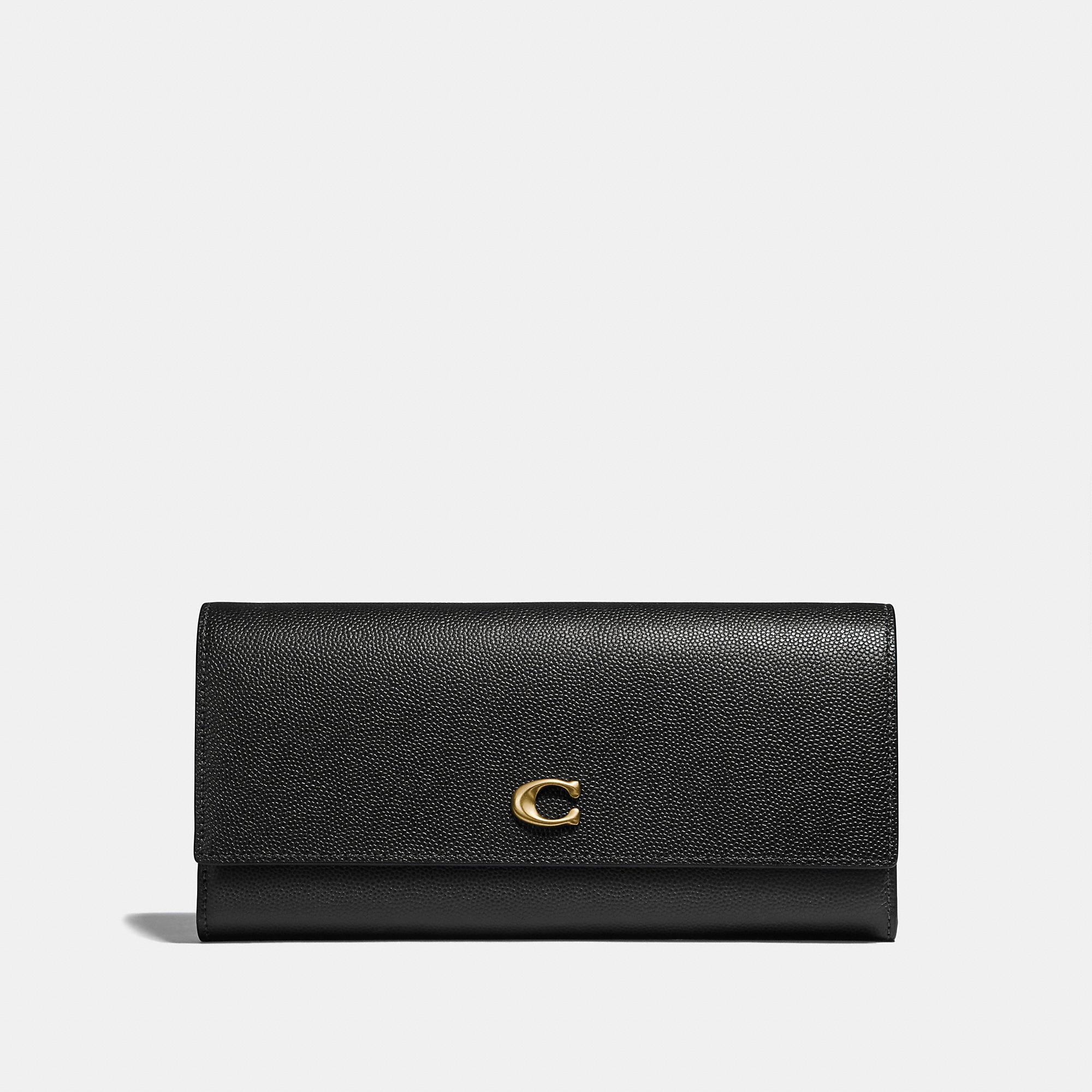 COACH Leather Envelope Wallet in Black/Brass (Black) Lyst