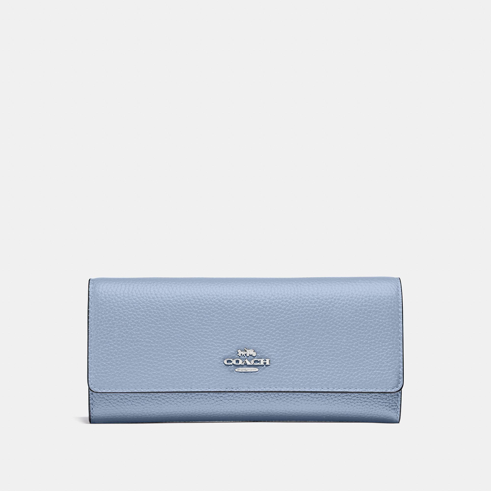 COACH Leather Soft Trifold Wallet in Blue Lyst