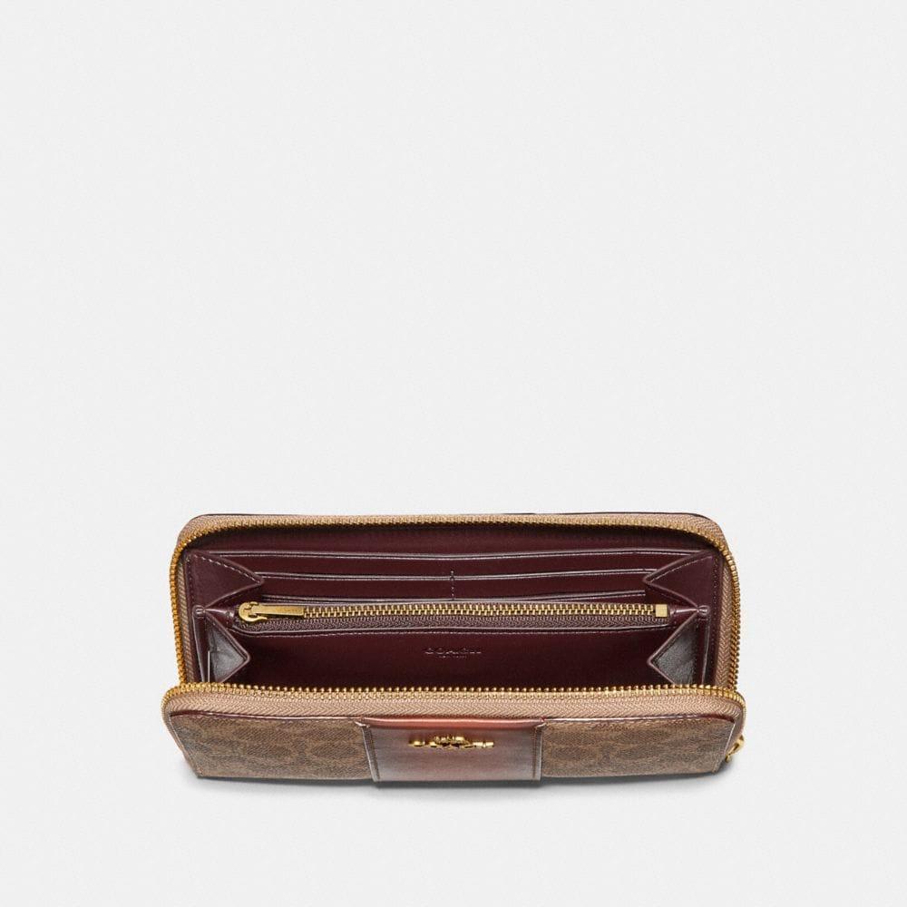Coach Outlet Accordion Zip Wallet in Signature Textile Jacquard with Penguin Motif - Brown