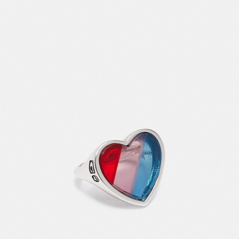 coach heart ring silver