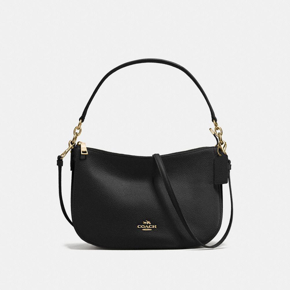 COACH Chelsea Crossbody In Polished Pebble Leather in Light Gold/Black
