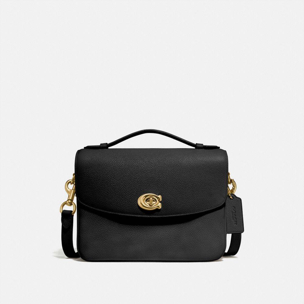 COACH Polished Pebbled Leather Cassie Cross Body Bag in Black