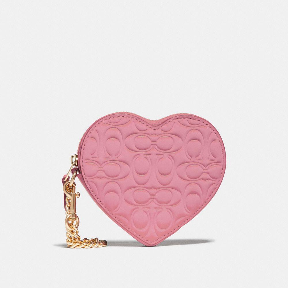 COACH Heart Coin Case In Signature Leather in Pink - Lyst
