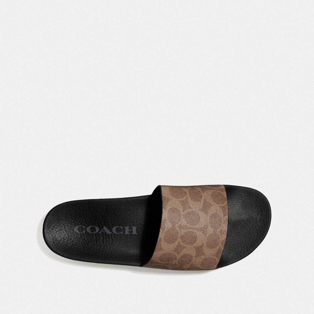 coach tan slides