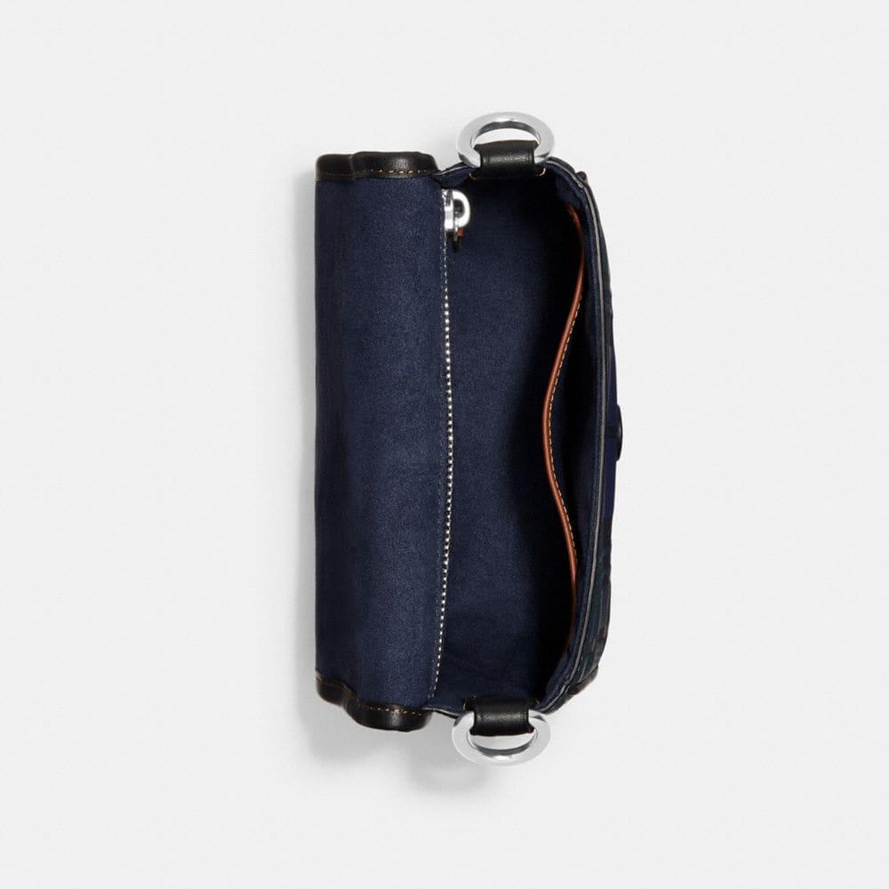 $175, Ash Frankie Studded Leather Crossbody Bag Blue Camo
