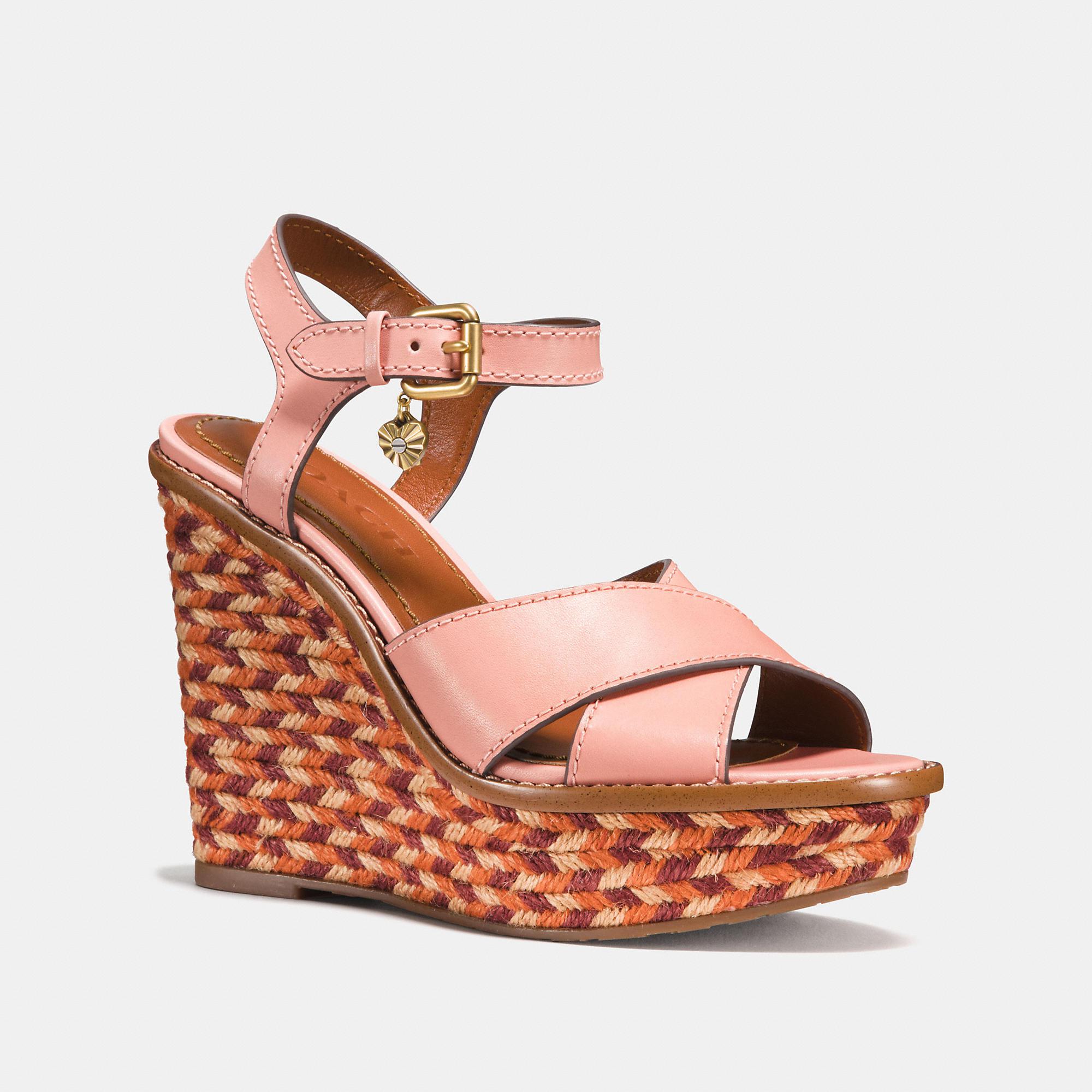 coach cross band high wedge sandal