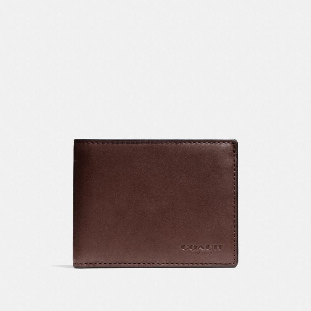 COACH Slim Billfold Id Wallet In Sport Calf Leather in Brown for