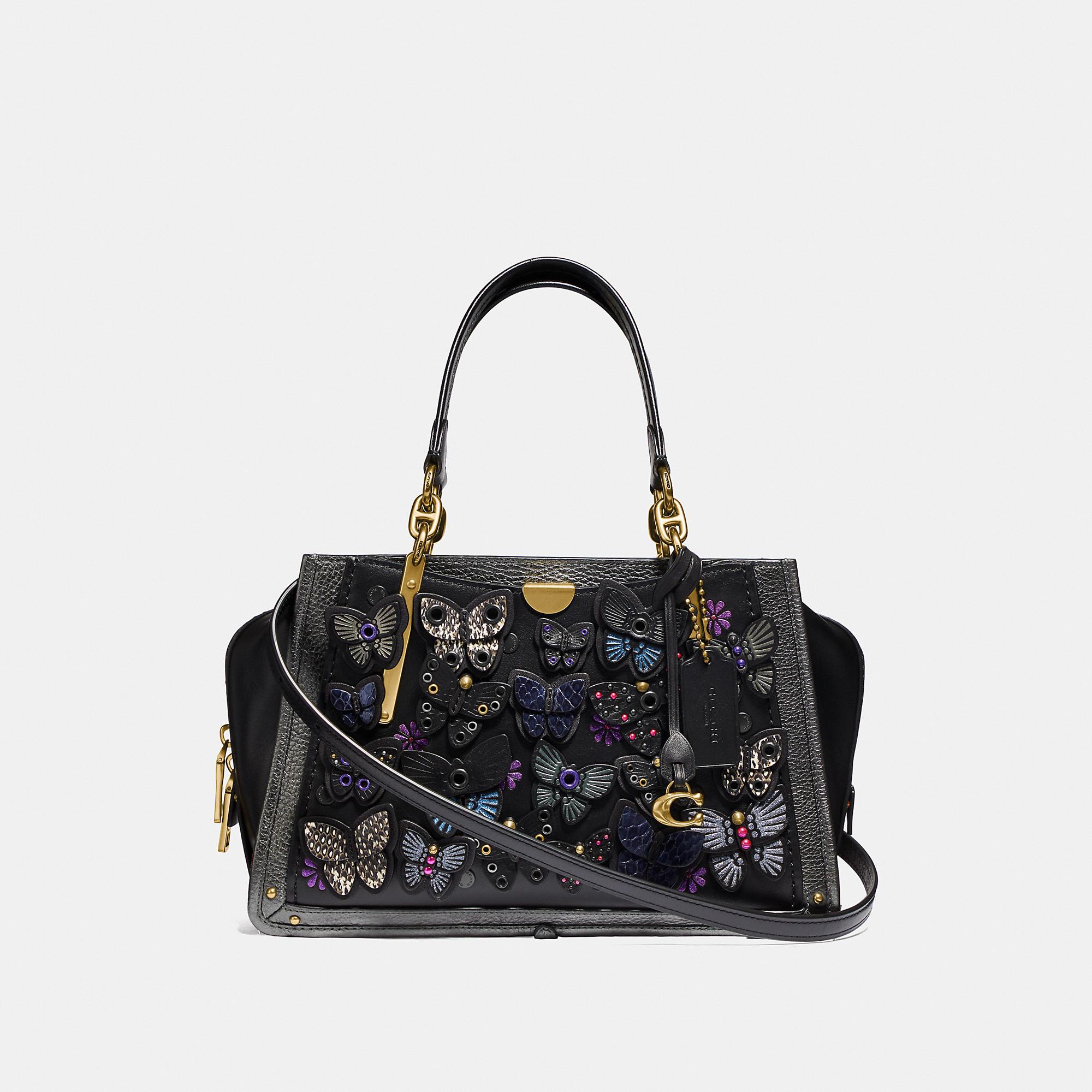 COACH Dreamer With Butterfly Applique And Snakeskin Detail in Black | Lyst