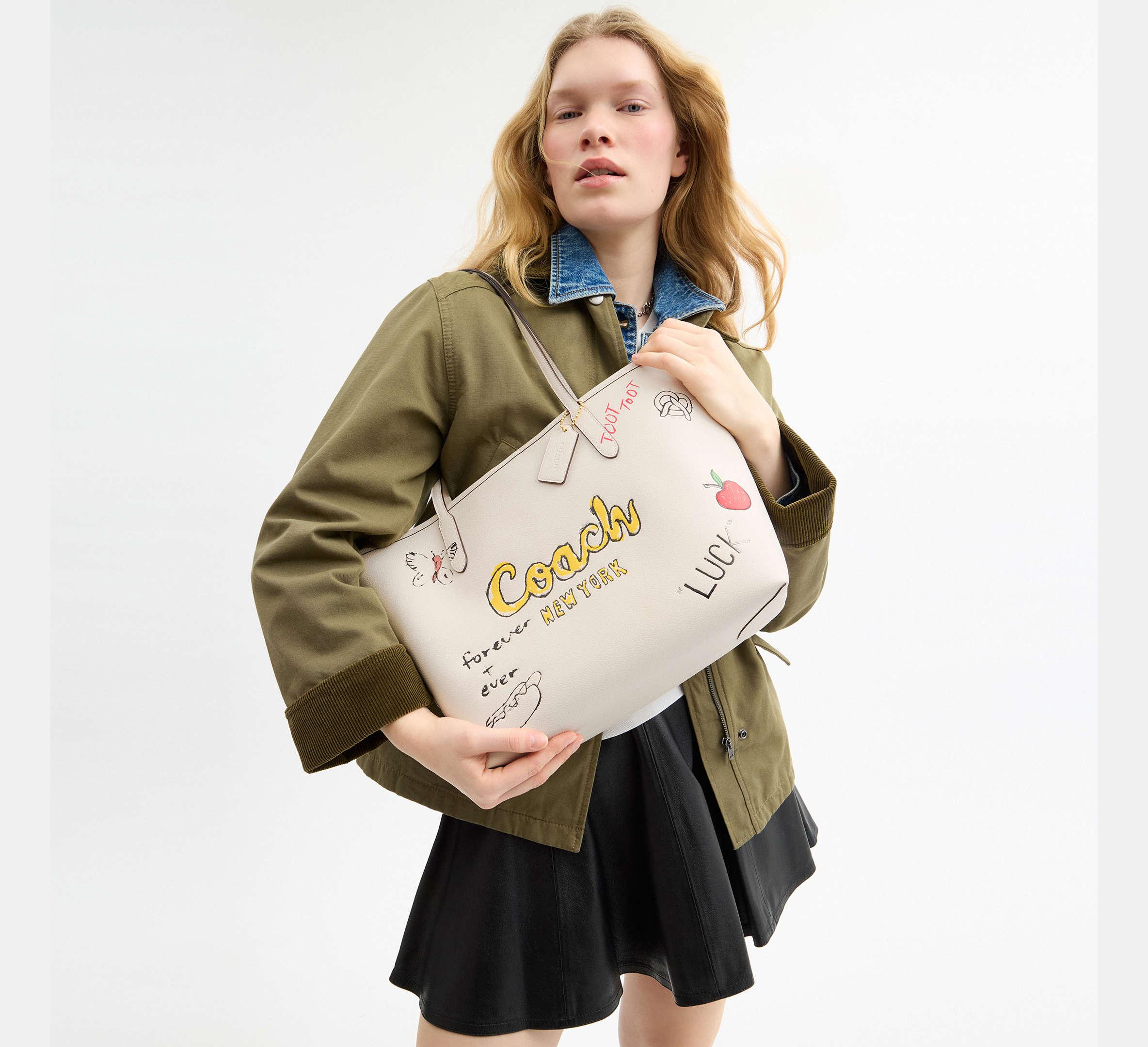 COACH シティ トート バッグ・スケッチ プリント Coach】スケッチプリント シティトートバッグ