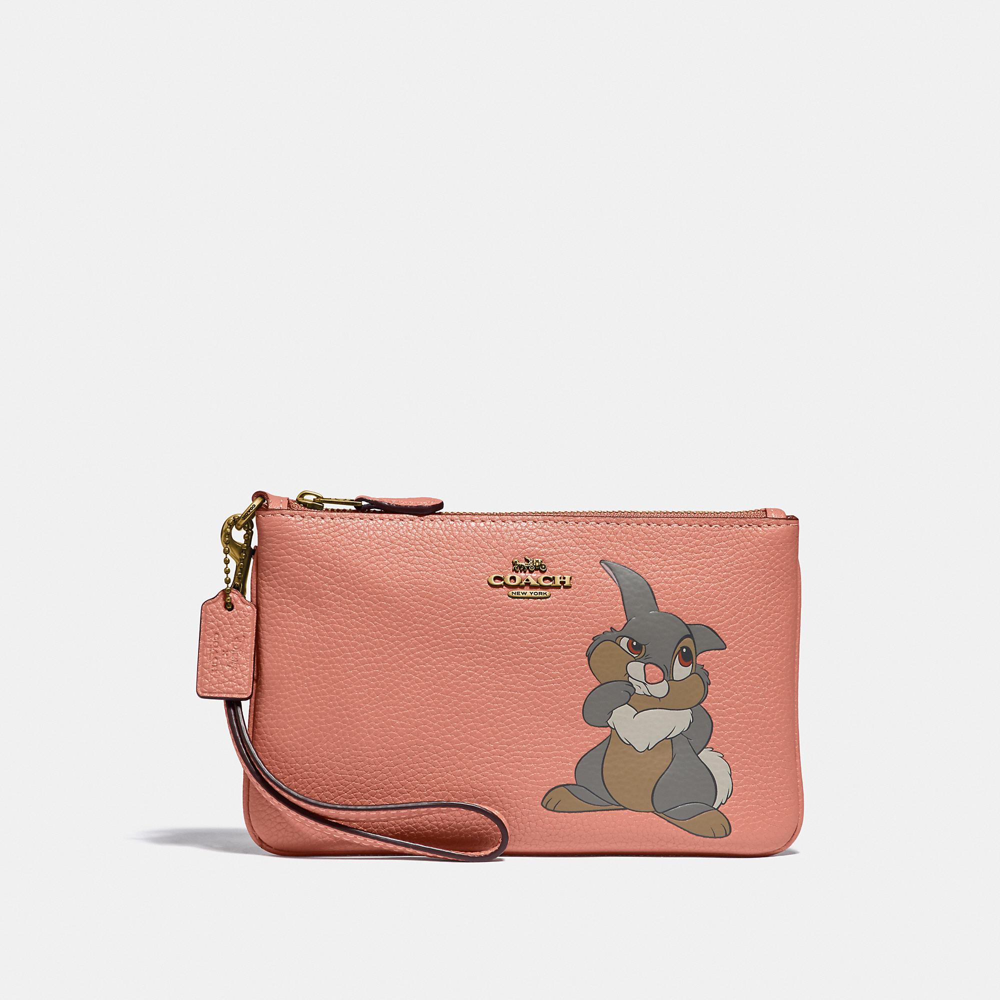 COACH Leather Disney X Small Wristlet With Thumper Motif
