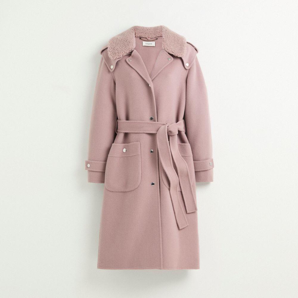 MUJI Womens 100% Cotton Washed Stand Collar Dress Light Pink