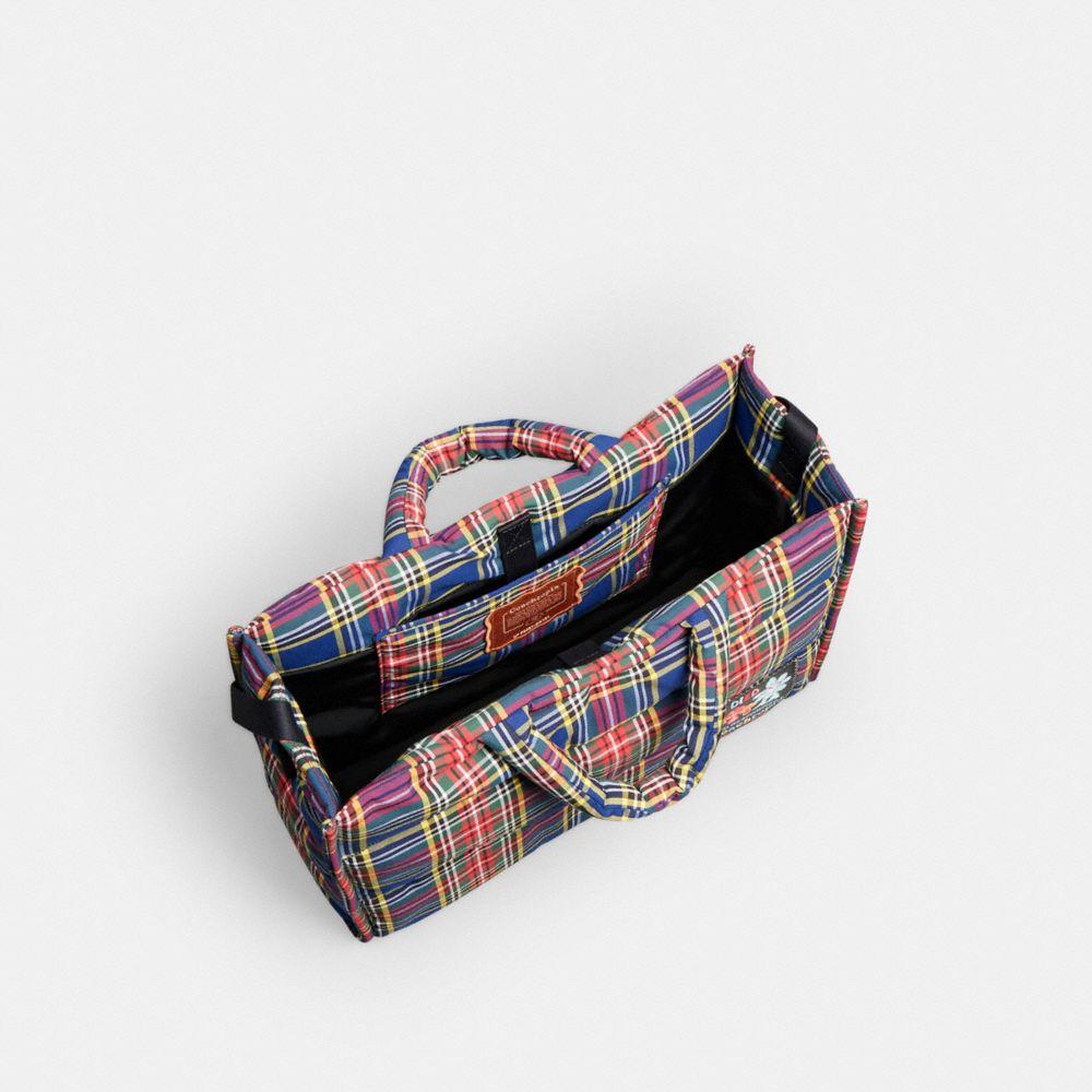 COACH Topia Loop Tote With Plaid Quilting in Blue | Lyst