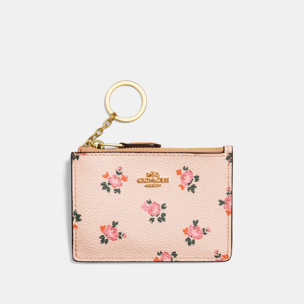 COACH Canvas Mini Skinny Id Case With Floral Bloom Print in Pink Lyst