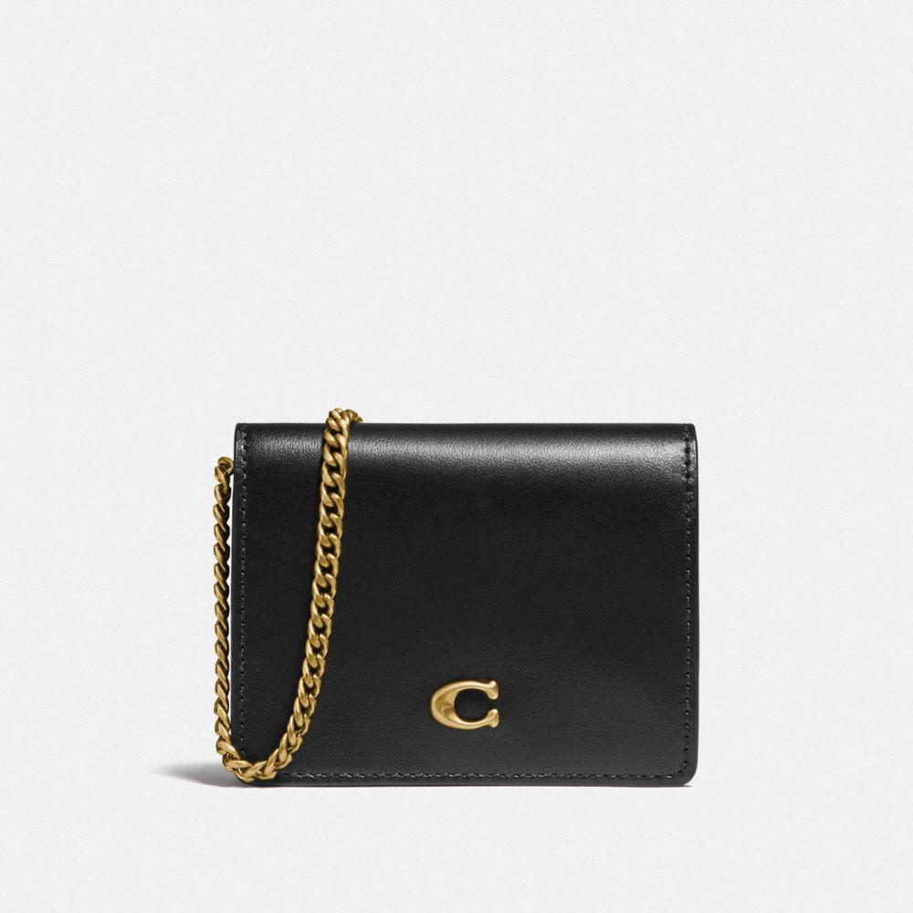 COACH Accordion Card Case With Chain in Black | Lyst