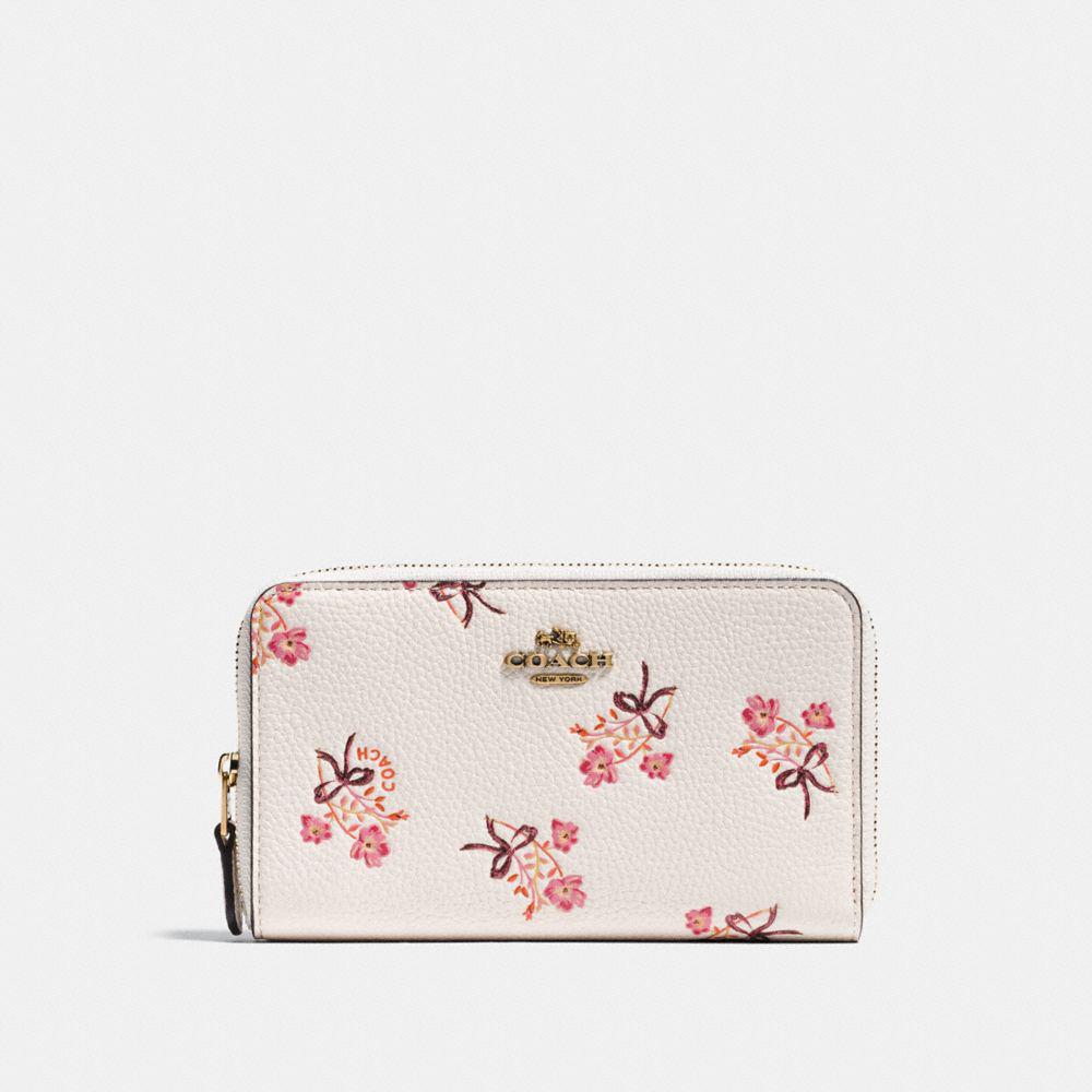 COACH Leather Medium Zip Around Wallet With Floral Bow Print | Lyst