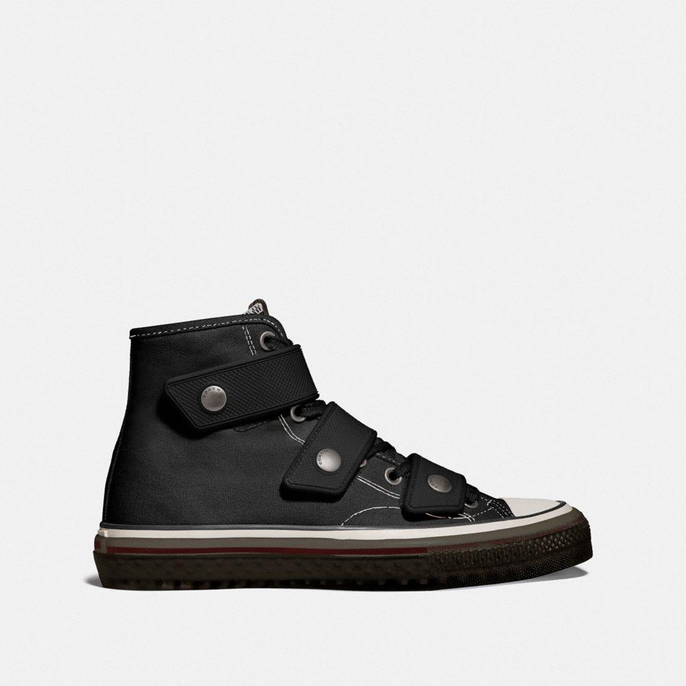 COACH Canvas High Top Button Up Sneaker 
