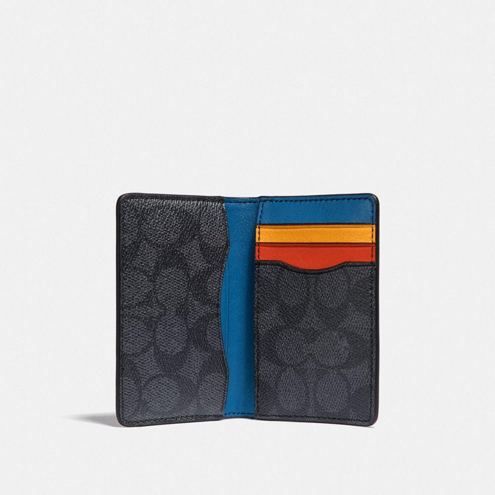 COACH Card Wallet In Signature Canvas With Colorblock Interior for Men |  Lyst