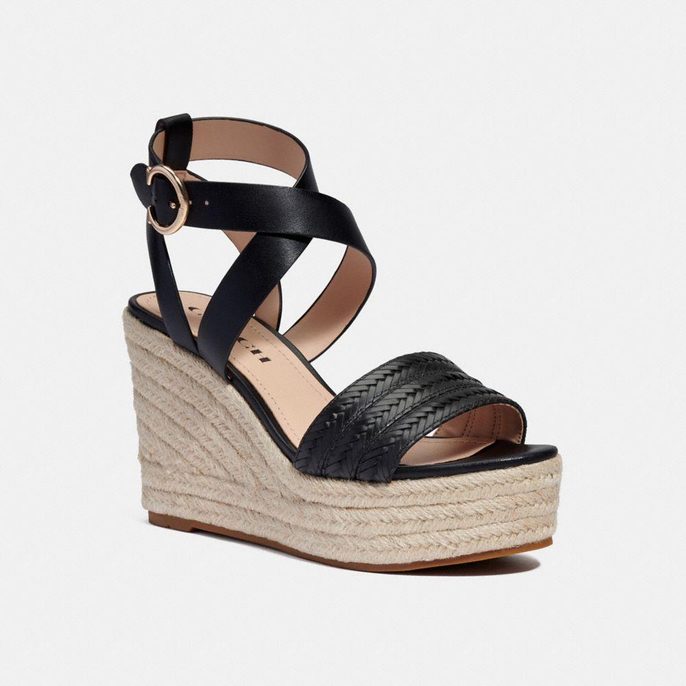 coach wedge sandals black