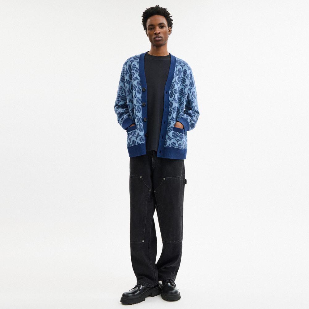COACH Signature Chunky Cardigan in Blue for Men | Lyst