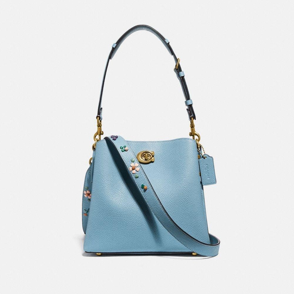 COACH Willow Bucket Bag With Floral Embroidery in Blue