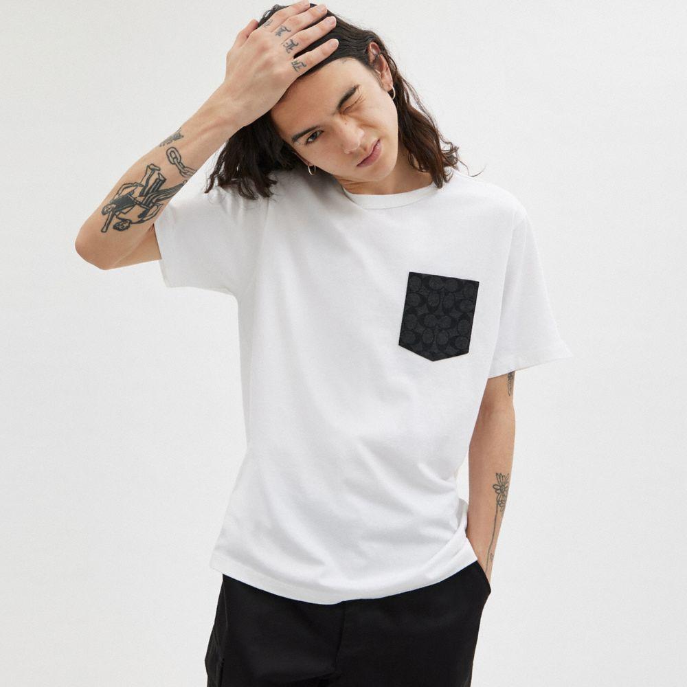 Coach Essential Pocket エッセンシャル ポケット Tシャツ COACH Essential Pocket T Shirt in White for Men | Lyst