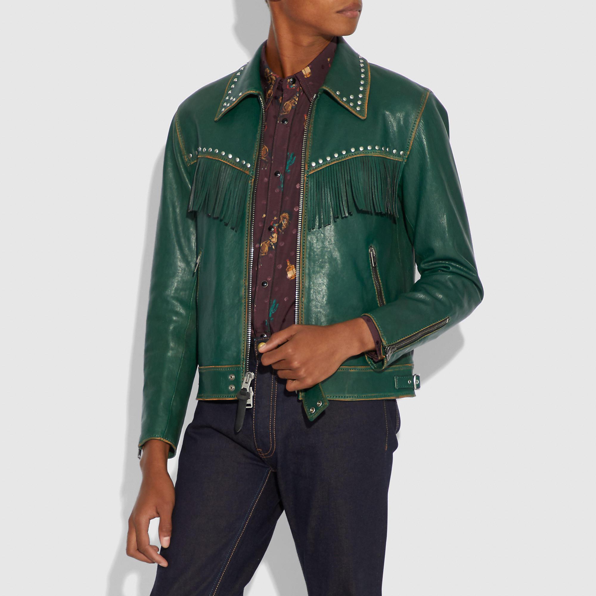 COACH Western Embellished Jacket in Green for Men Lyst