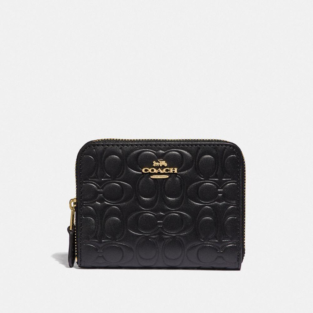 COACH Small Zip In Signature Leather in Black/Gold (Black) - Lyst