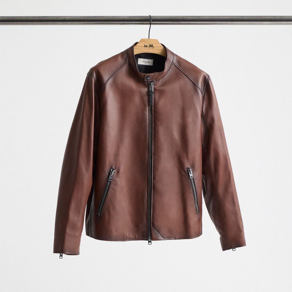 Coach men's leather racer jacket 2025