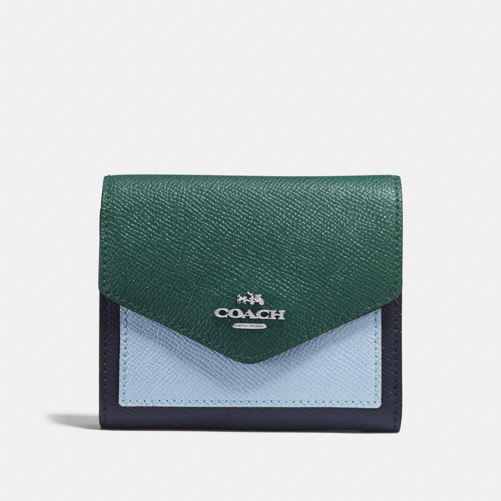 COACH Small Wallet In Colorblock Leather in Green | Lyst