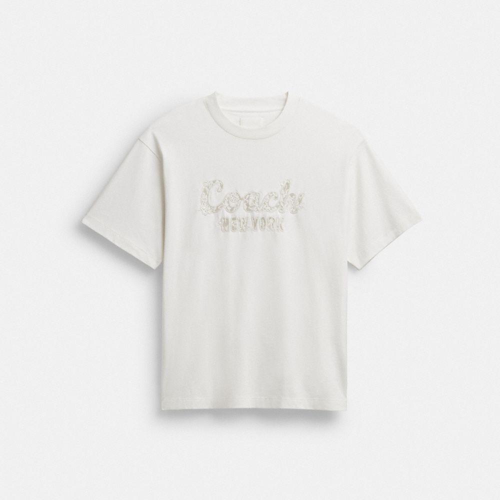 COACH リブ付きホワイトTシャツ XS 中古・古着通販】COACH (コーチ) SIGNATURE T-SHIRT ホワイト