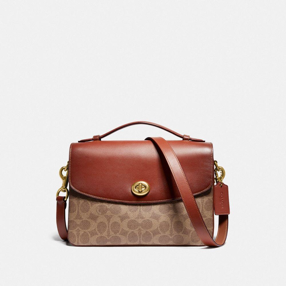 COACH Cassie Signature Canvas & Leather Crossbody Bag in Brown - Lyst